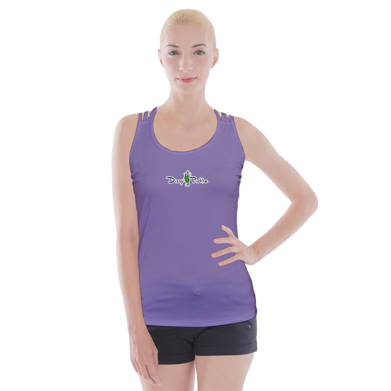 Dizzy Pickle Sophie Solid Dark Lavender Women's Pickleball Criss Cross Back Tank Top