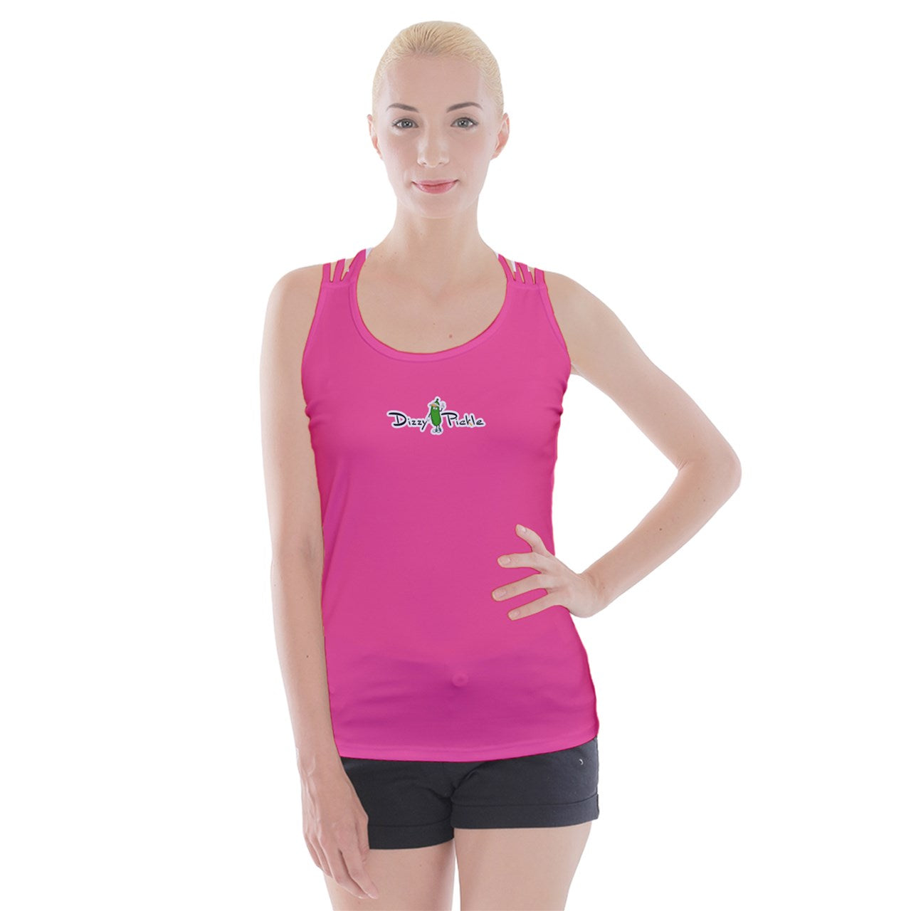 Dizzy Pickle Ashley Solid Rose Women's Pickleball Criss Cross Back Tank Top