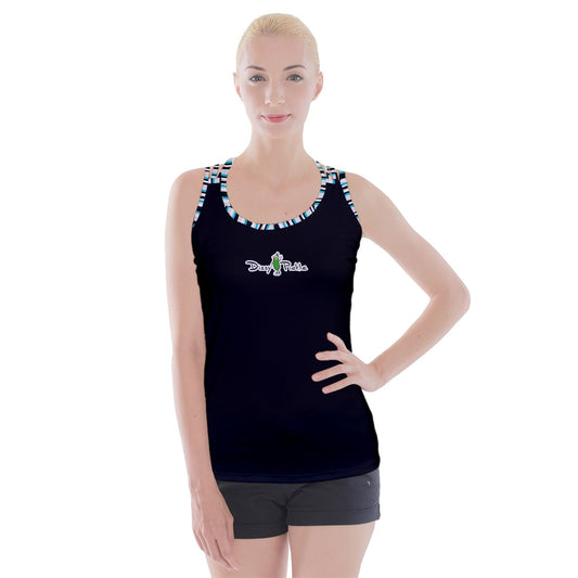 Dizzy Pickle Shelley (Turquoise) Solid Black Women's Pickleball Criss Cross Back Tank Top