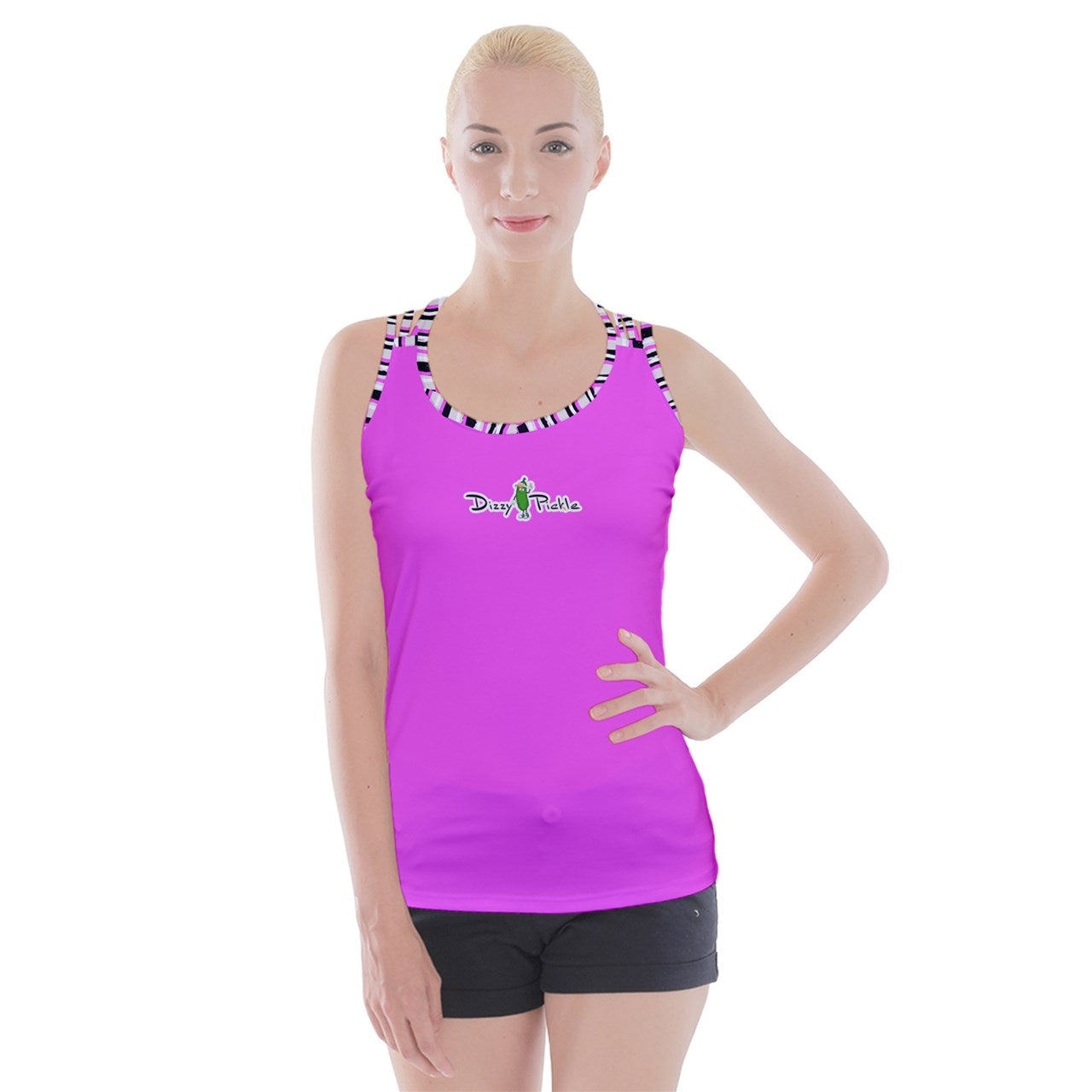 Dizzy Pickle Shelley (Pink) Solid Pink Women's Pickleball Criss Cross Back Tank Top