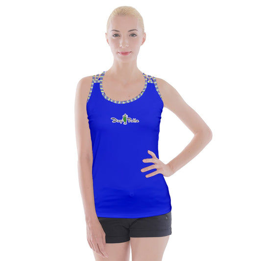 Dizzy Pickle Connie Solid Blue Women's Pickleball Criss Cross Back Tank Top