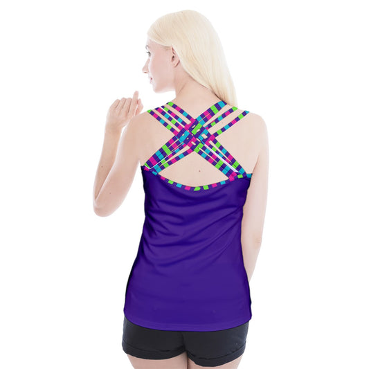 Dizzy Pickle Diana Solid Purple Women's Pickleball Criss Cross Back Tank Top