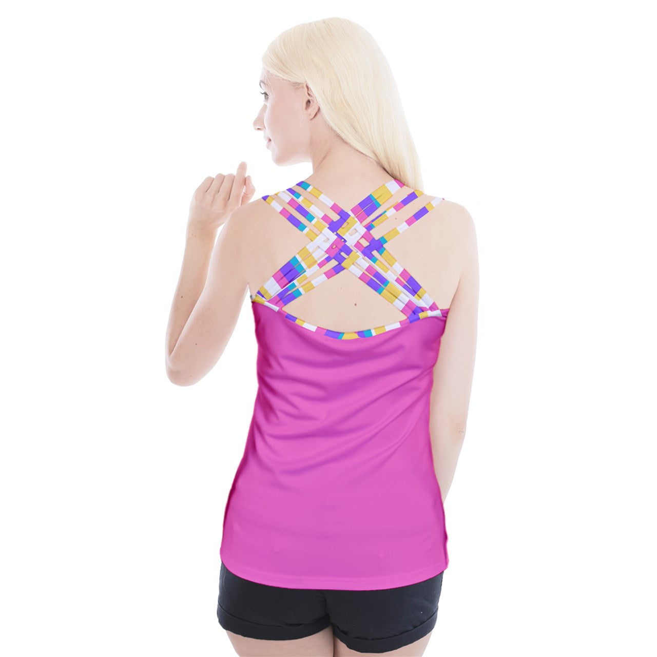 Dizzy Pickle Theresa Solid Pink Women's Pickleball Criss Cross Back Tank Top