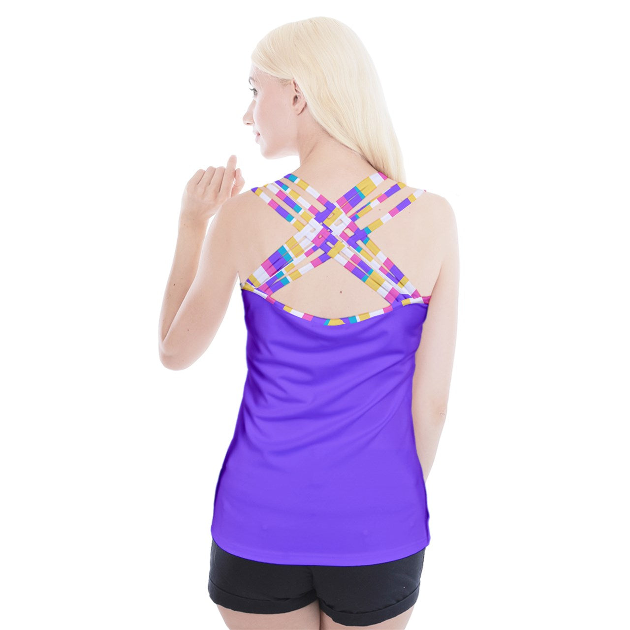 Dizzy Pickle Theresa Solid Purple Women's Pickleball Criss Cross Back Tank Top