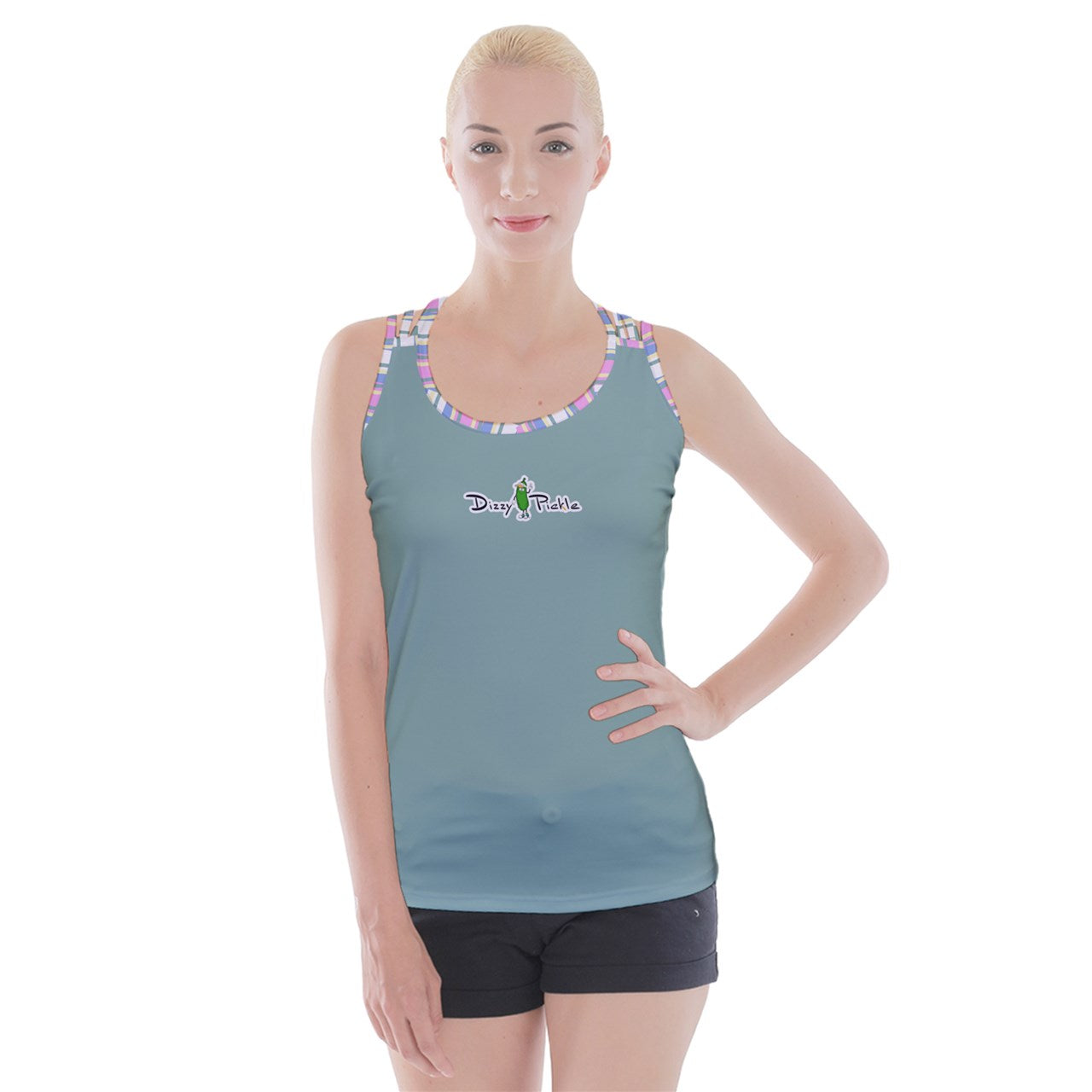 Dizzy Pickle Jessie Solid Sage Women's Pickleball Criss Cross Back Tank Top