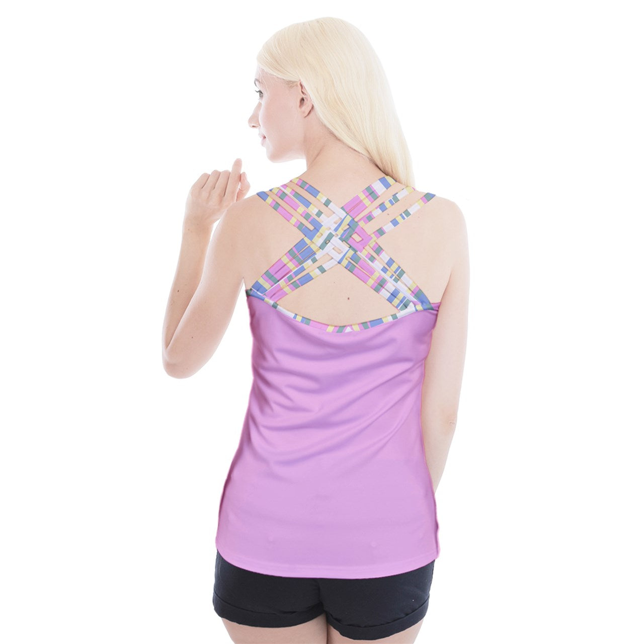 Dizzy Pickle Jessie Solid Pink Women's Pickleball Criss Cross Back Tank Top