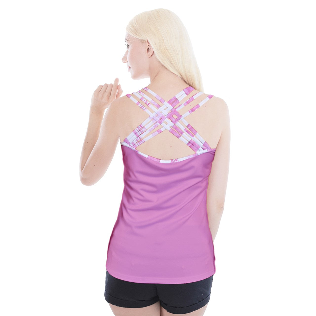 Dizzy Pickle Avery Solid Soft Pink Women's Pickleball Criss Cross Back Tank Top