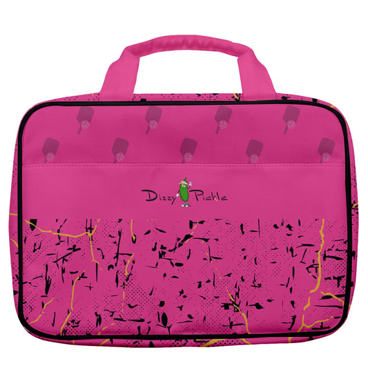 Dizzy Pickle Lynne Pink Women's Pickleball Travel Toiletry Bag with Hanging Hook