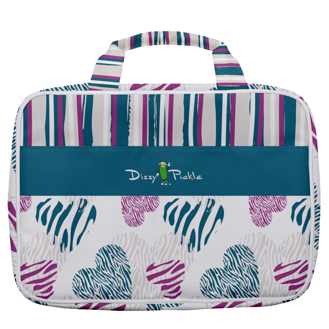 Dizzy Pickle Shelley Deep White Women's Pickleball Travel Toiletry Bag with Hanging Hook