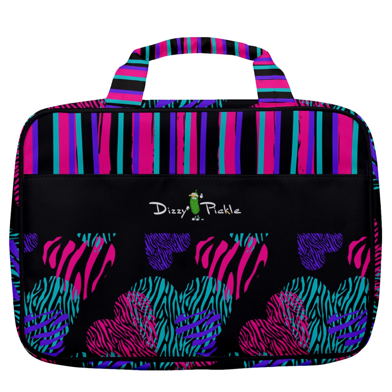 Dizzy Pickle Shelley Black Women's Pickleball Travel Toiletry Bag with Hanging Hook