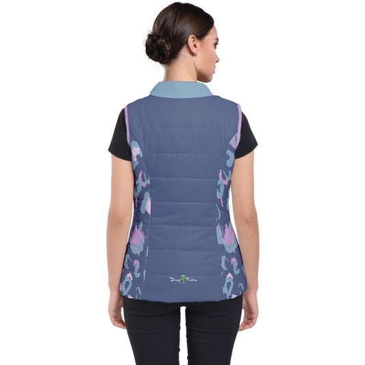 Dizzy Pickle Laura Dark Teal Animal Print Women's Active Pickleball Puffer Vest with Pocket