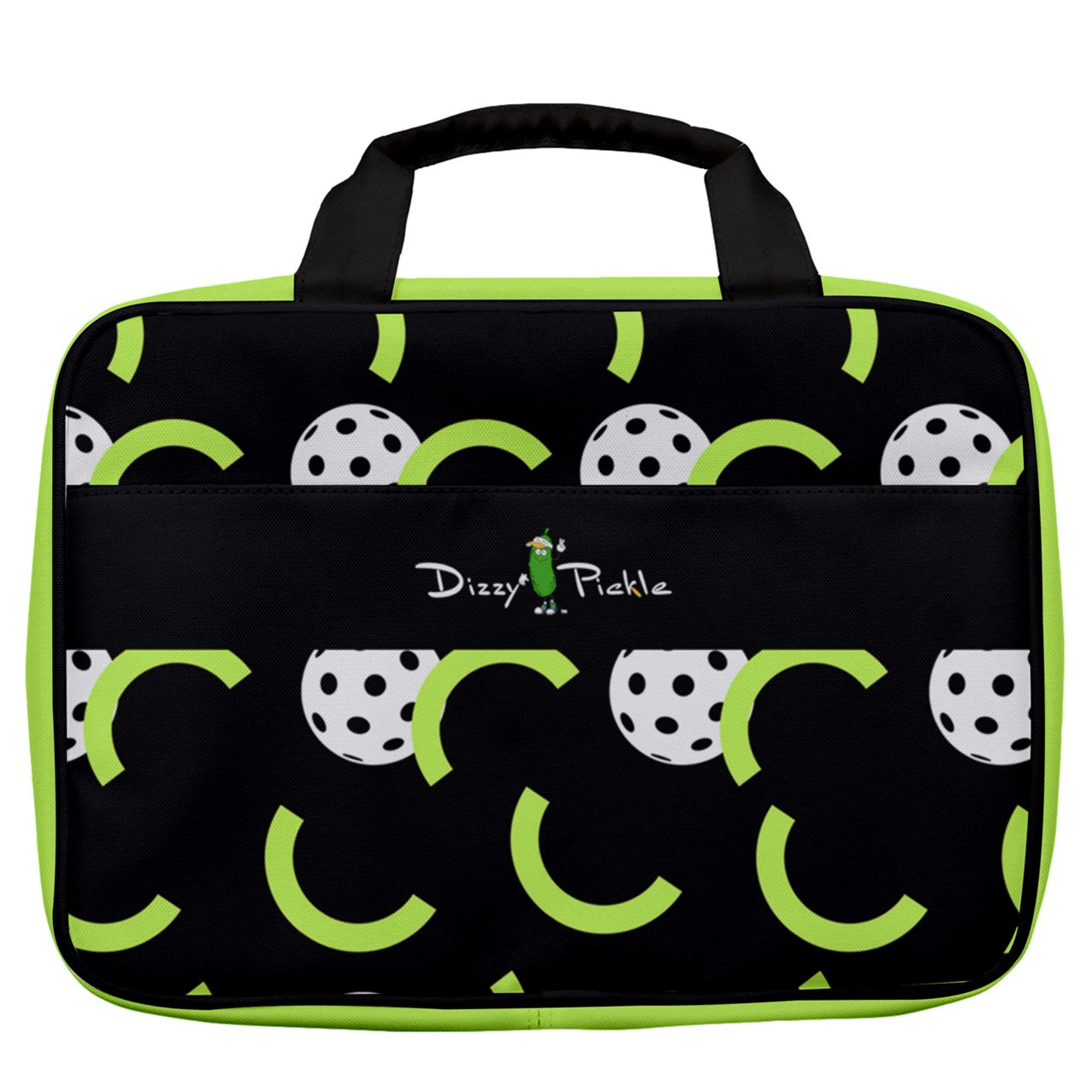 Dizzy Pickle Believe Black Women's Pickleball Travel Toiletry Bag with Hanging Hook