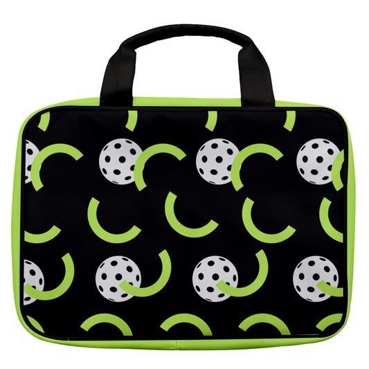 Dizzy Pickle Believe Black Women's Pickleball Travel Toiletry Bag with Hanging Hook