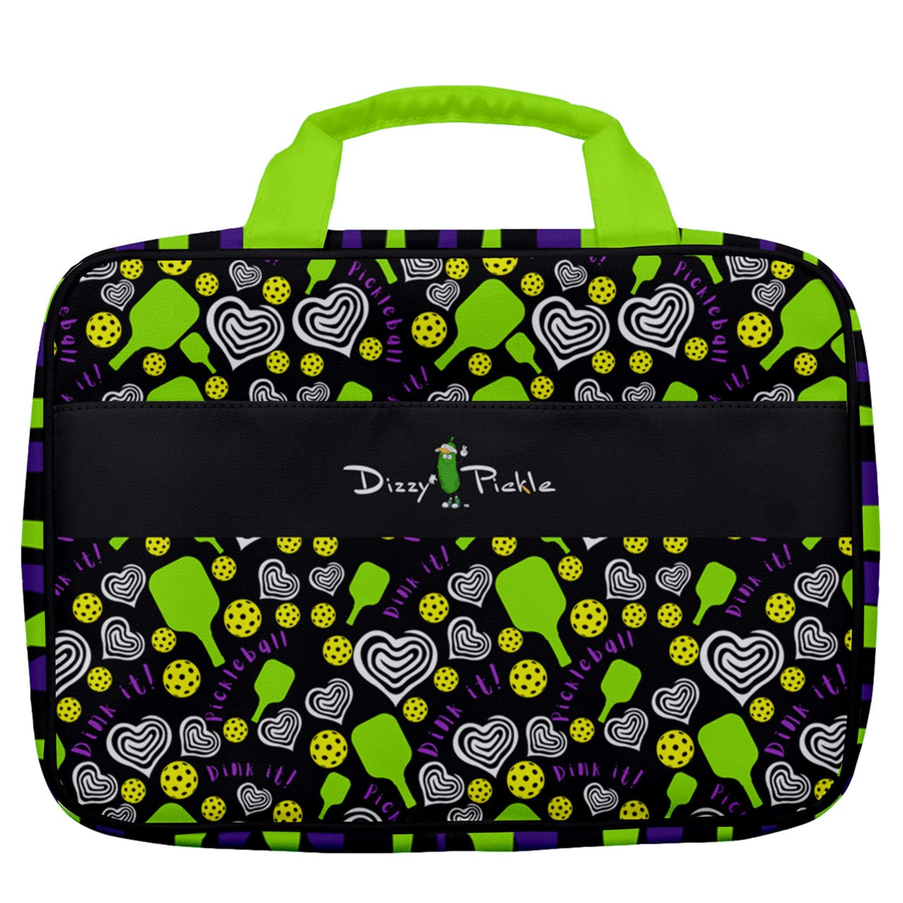 Dizzy Pickle Dinking Diva's Hearts BG Women's Pickleball Travel Toiletry Bag with Hanging Hook