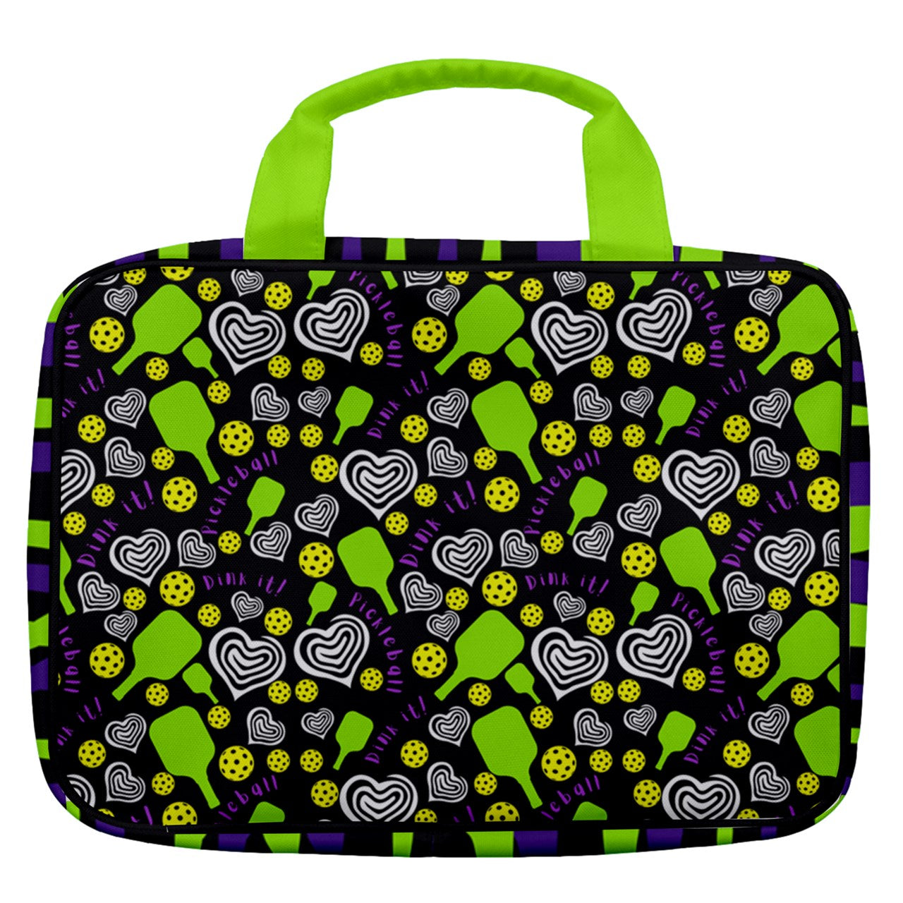 Dizzy Pickle Dinking Diva's Hearts BG Women's Pickleball Travel Toiletry Bag with Hanging Hook