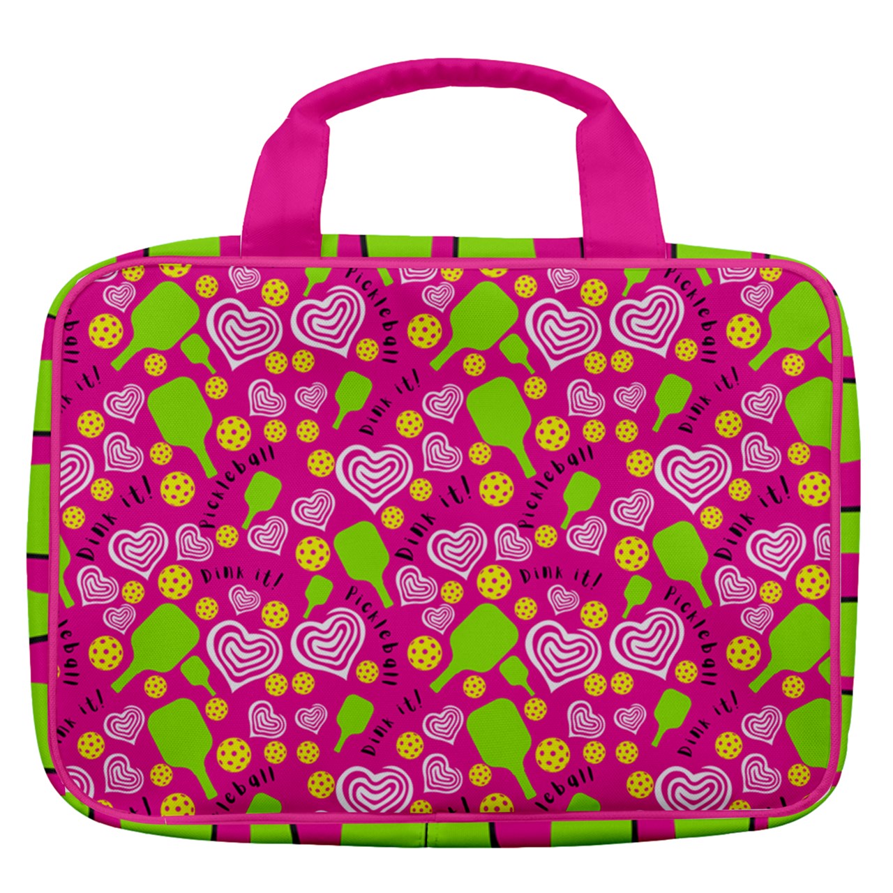 Dizzy Pickle Dinking Diva's Hearts PG Women's Pickleball Travel Toiletry Bag with Hanging Hook