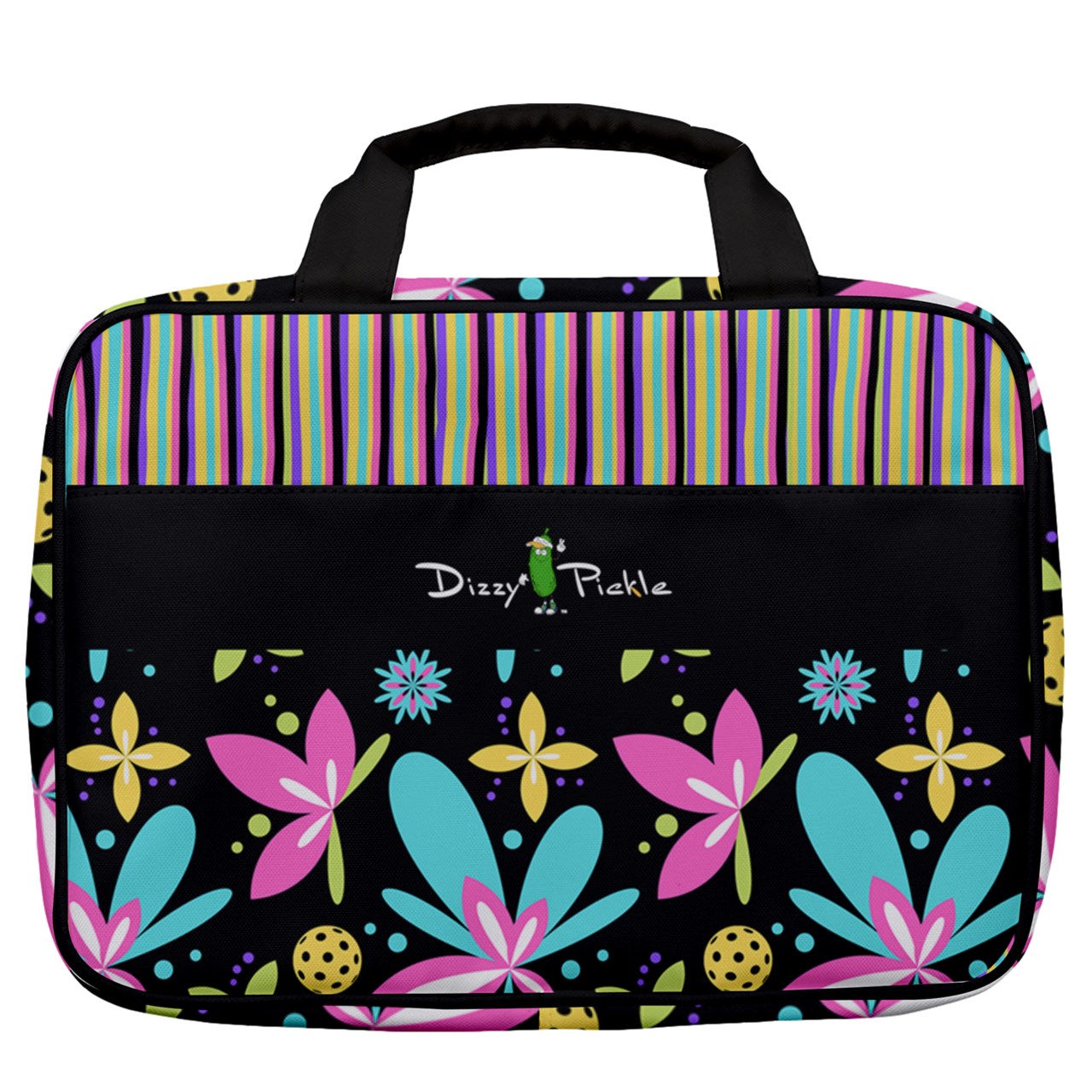 Dizzy Pickle Donna Black Women's Pickleball Travel Toiletry Bag with Hanging Hook