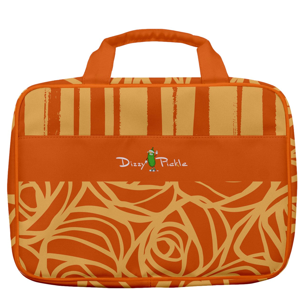 Dizzy Pickle Esther Orange Blooms Women's Pickleball Travel Toiletry Bag with Hanging Hook