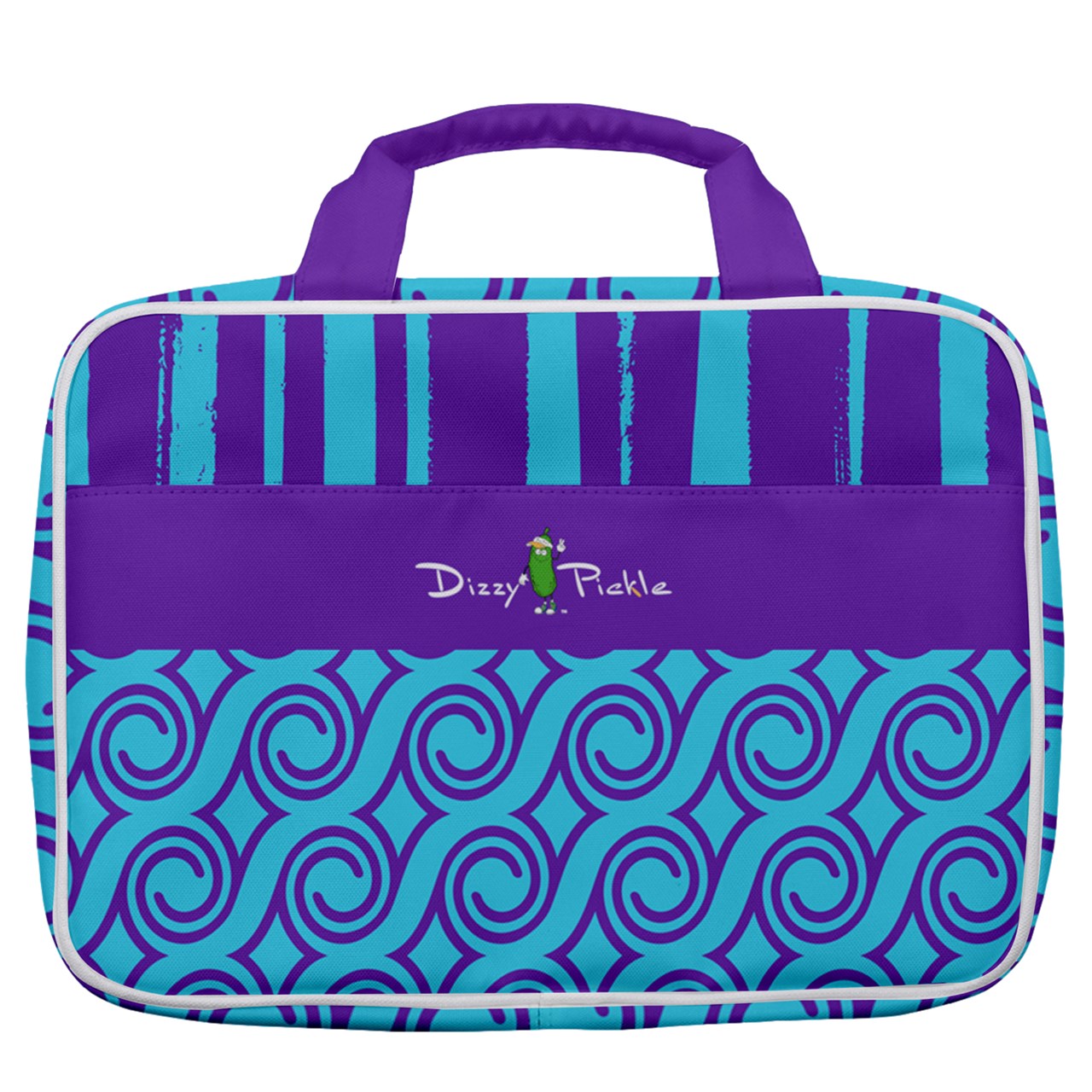 Dizzy Pickle Esther Teal Waves Women's Pickleball Travel Toiletry Bag with Hanging Hook