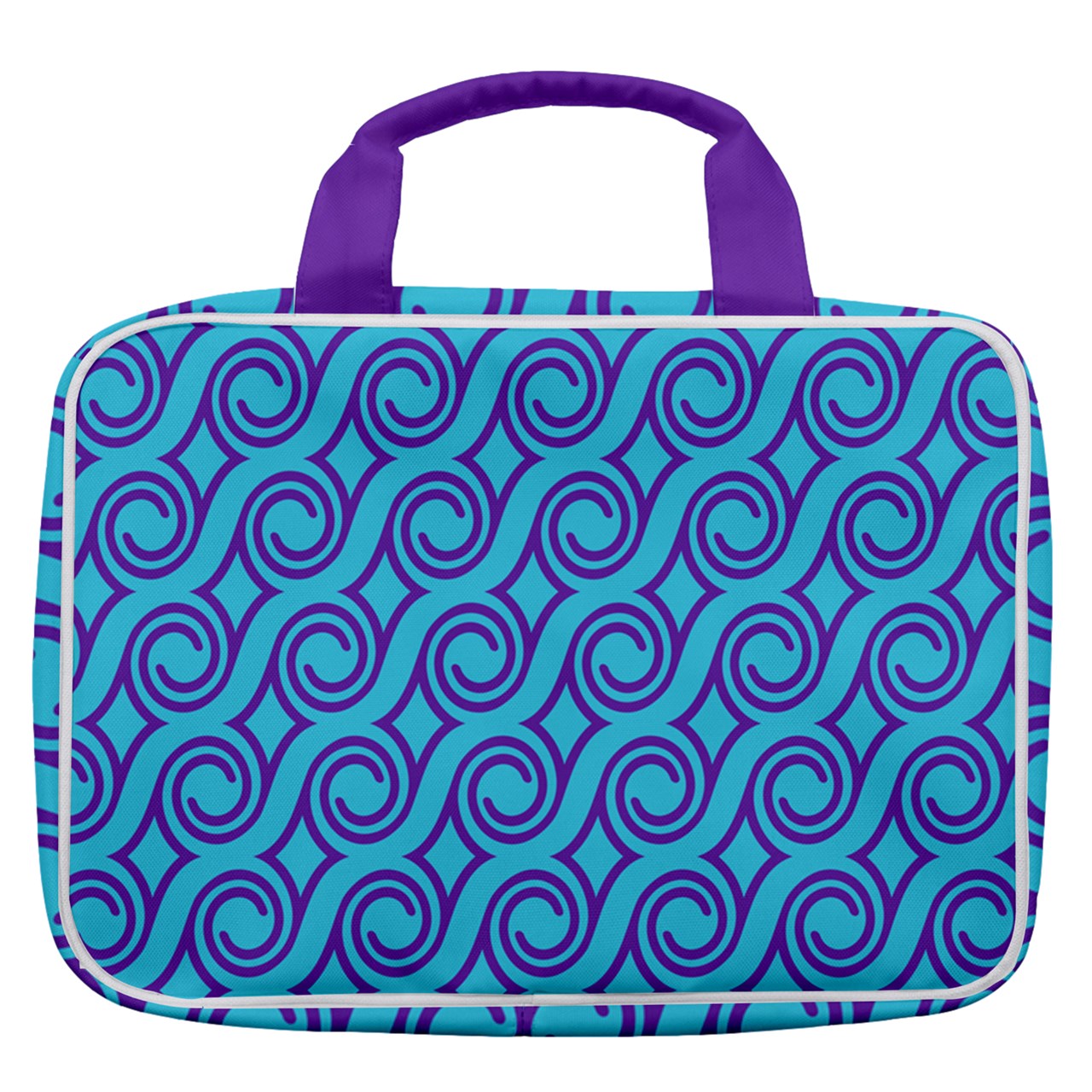 Dizzy Pickle Esther Teal Waves Women's Pickleball Travel Toiletry Bag with Hanging Hook