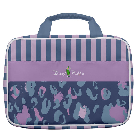 Dizzy Pickle Laura Dark Teal Animal Print Women's Pickleball Travel Toiletry Bag with Hanging Hook