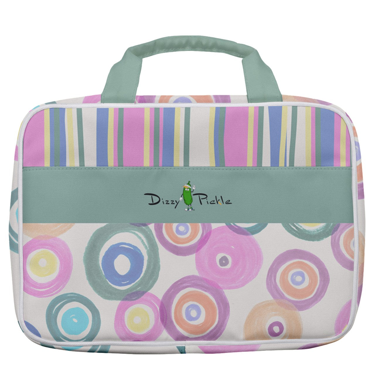 Dizzy Pickle Jessie Circles Women's Pickleball Travel Toiletry Bag with Hanging Hook