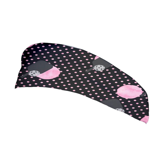 Dizzy Pickle Page Paddles_Polka Dots Black Women's Pickleball Stretchable Headband