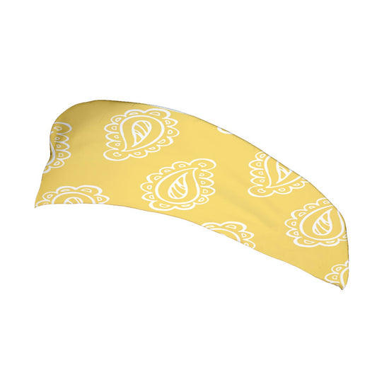 Dizzy Pickle Amy Denim Yellow Paisley Women's Pickleball Stretchable Headband