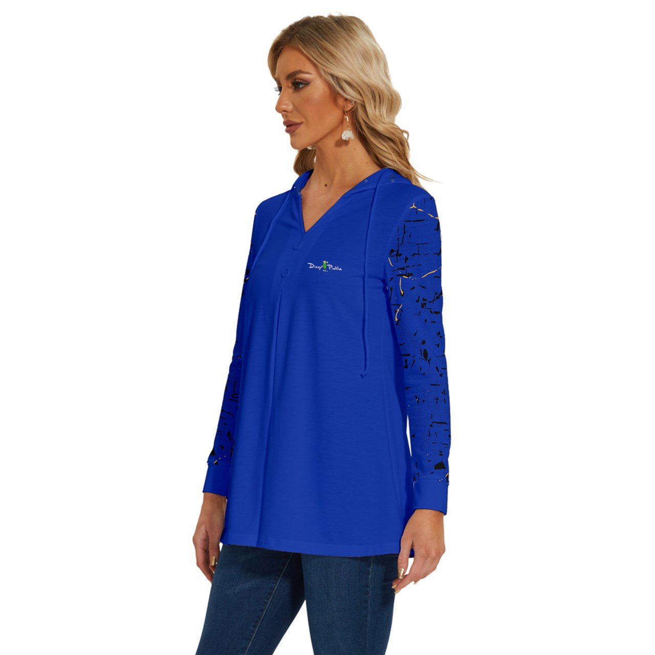 Dizzy Pickle Lynne Blue Women's Pickleball Long Sleeve Drawstring Hooded Top