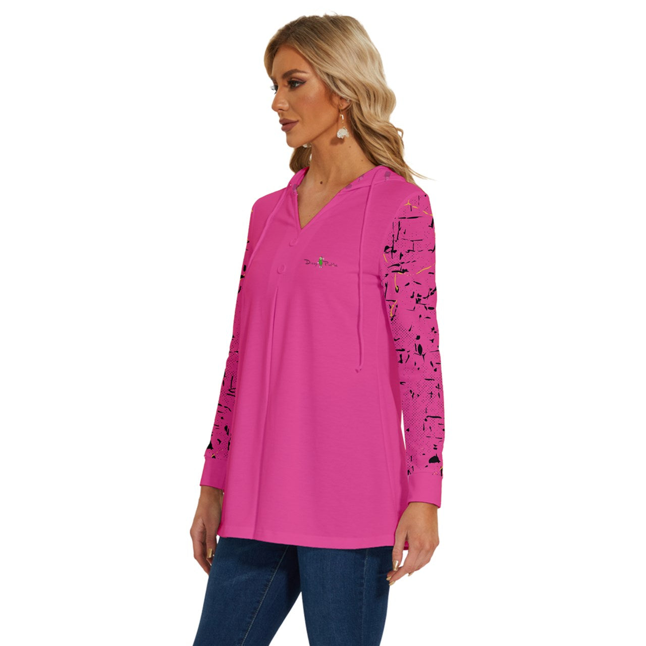 Dizzy Pickle Lynne Pink Women's Pickleball Long Sleeve Drawstring Hooded Top