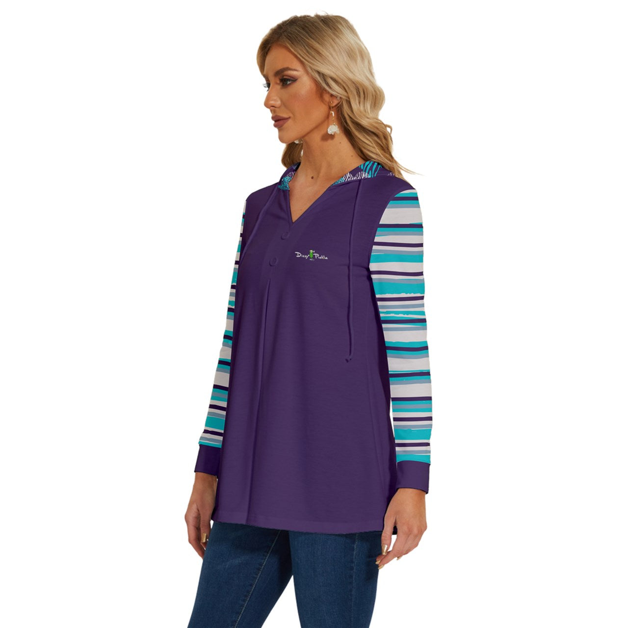 Dizzy Pickle Shelley Deep Purple Women's Pickleball Long Sleeve Drawstring Hooded Top