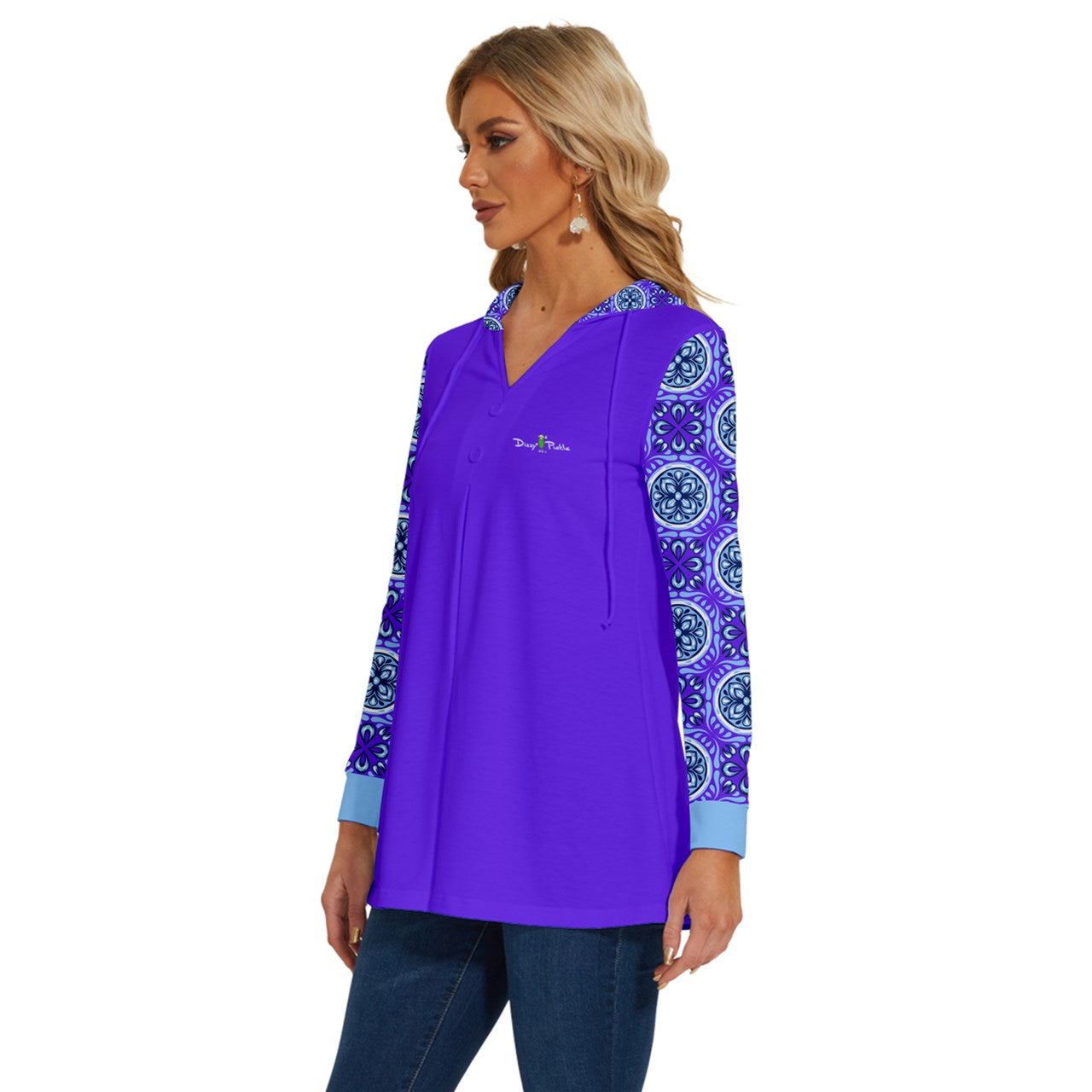 Dizzy Pickle Tracy Purple1 Women's Pickleball Long Sleeve Drawstring Hooded Top