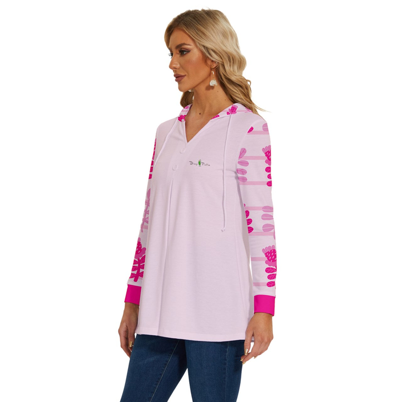 Dizzy Pickle Avery Blooms Women's Pickleball Long Sleeve Drawstring Hooded Top