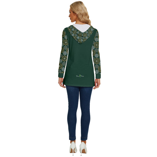 Dizzy Pickle April Emerald Green Women's Pickleball Long Sleeve Drawstring Hooded Top