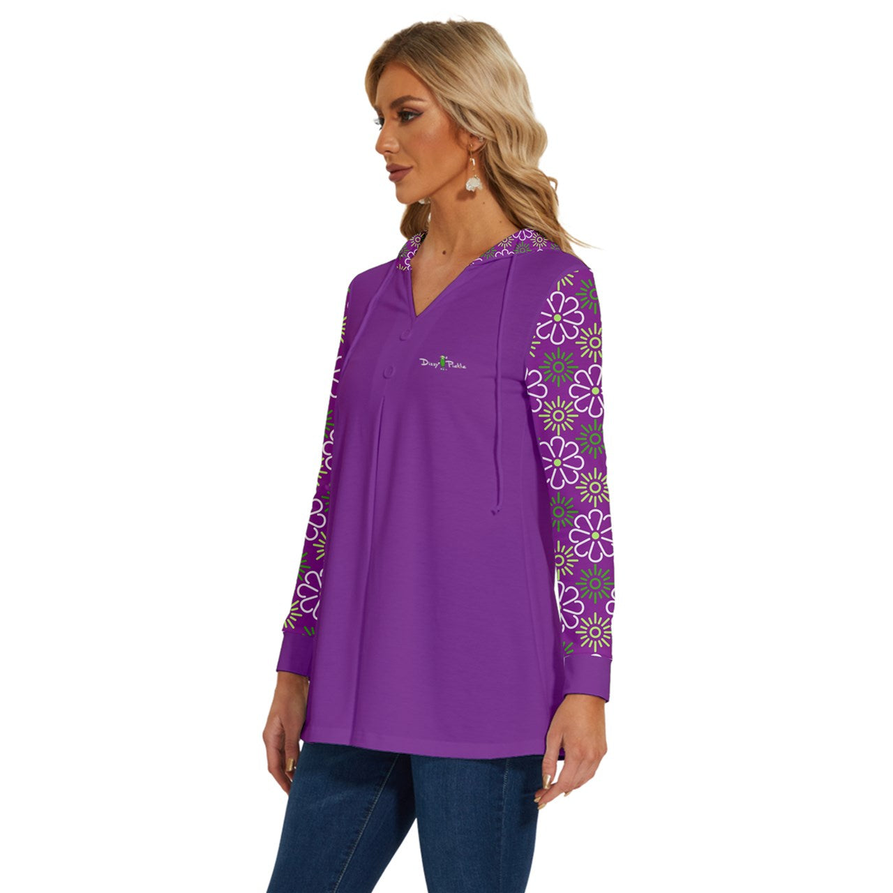 Dizzy Pickle April Purple Women's Pickleball Long Sleeve Drawstring Hooded Top