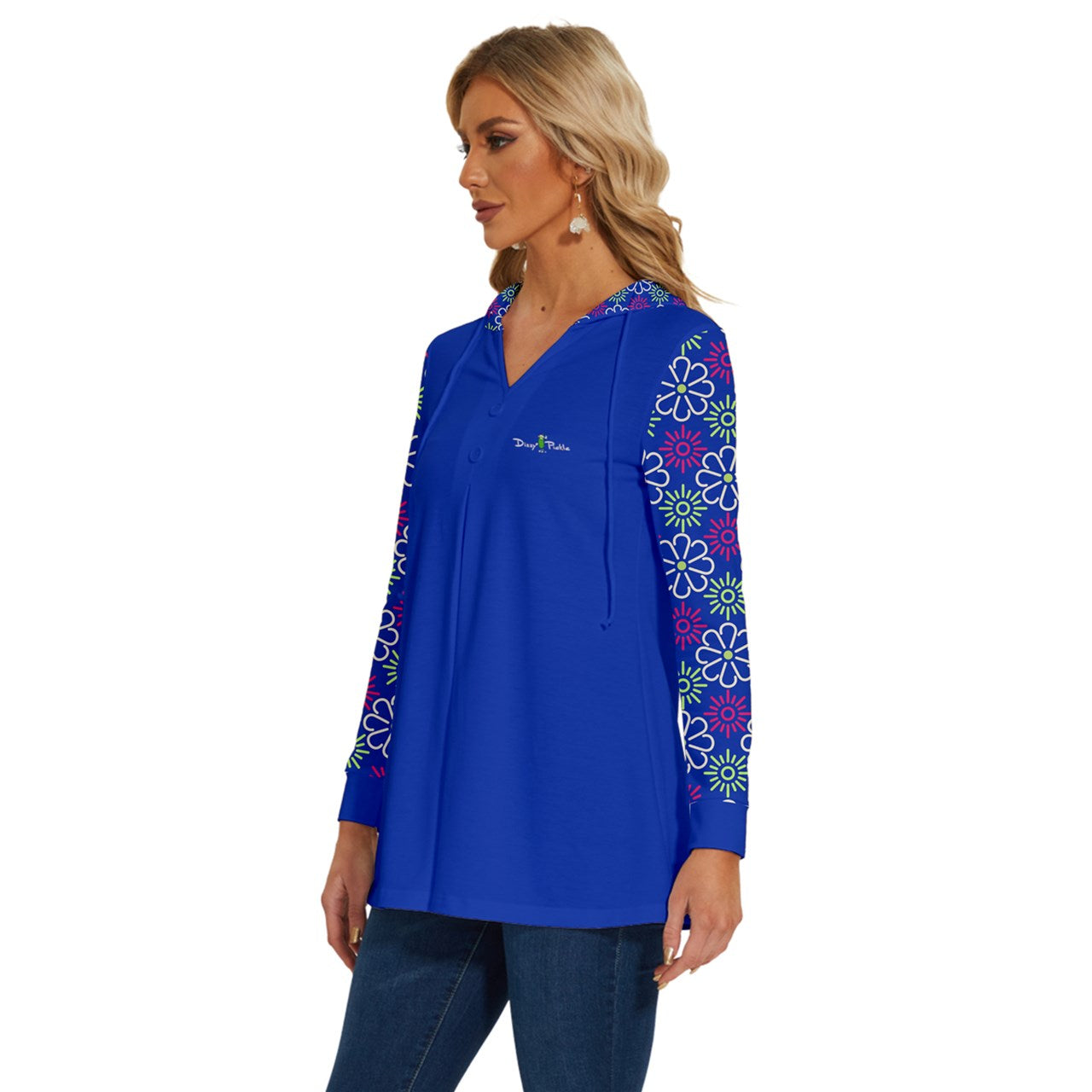 Dizzy Pickle April Royal Blue Women's Pickleball Long Sleeve Drawstring Hooded Top