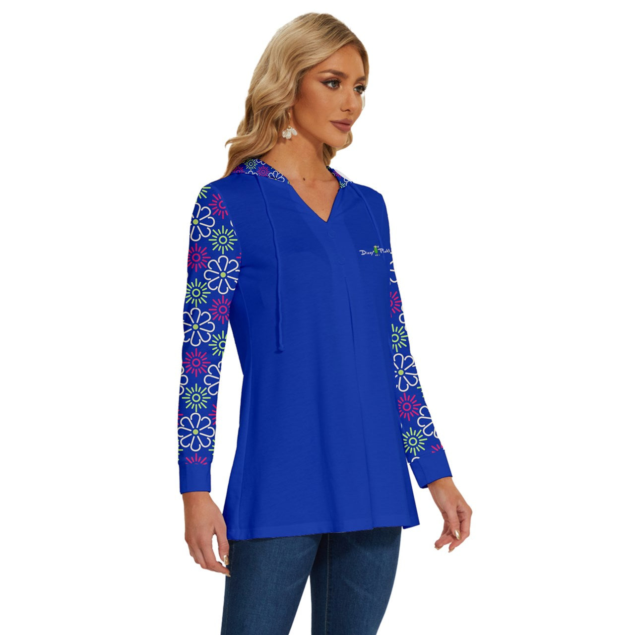 Dizzy Pickle April Royal Blue Women's Pickleball Long Sleeve Drawstring Hooded Top