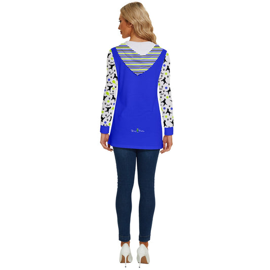 Dizzy Pickle Connie Cobalt Blue Women's Pickleball Long Sleeve Drawstring Hooded Top