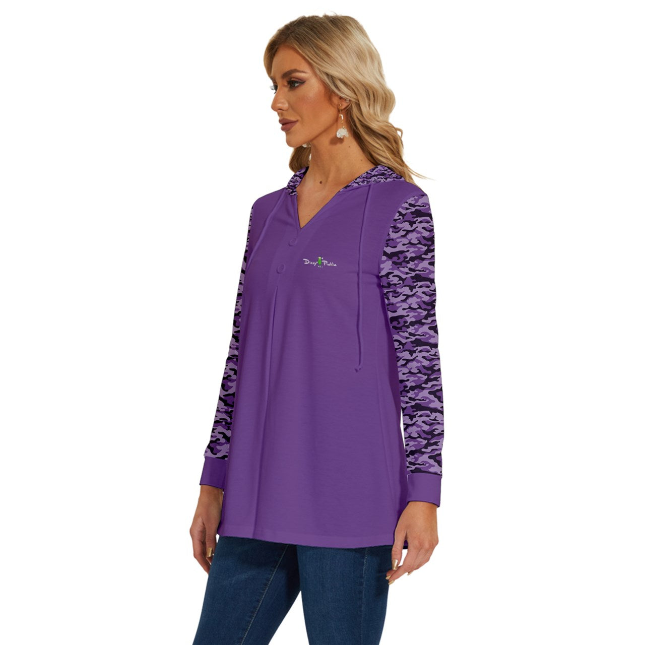 Dizzy Pickle Jan Purple Women's Pickleball Long Sleeve Drawstring Hooded Top