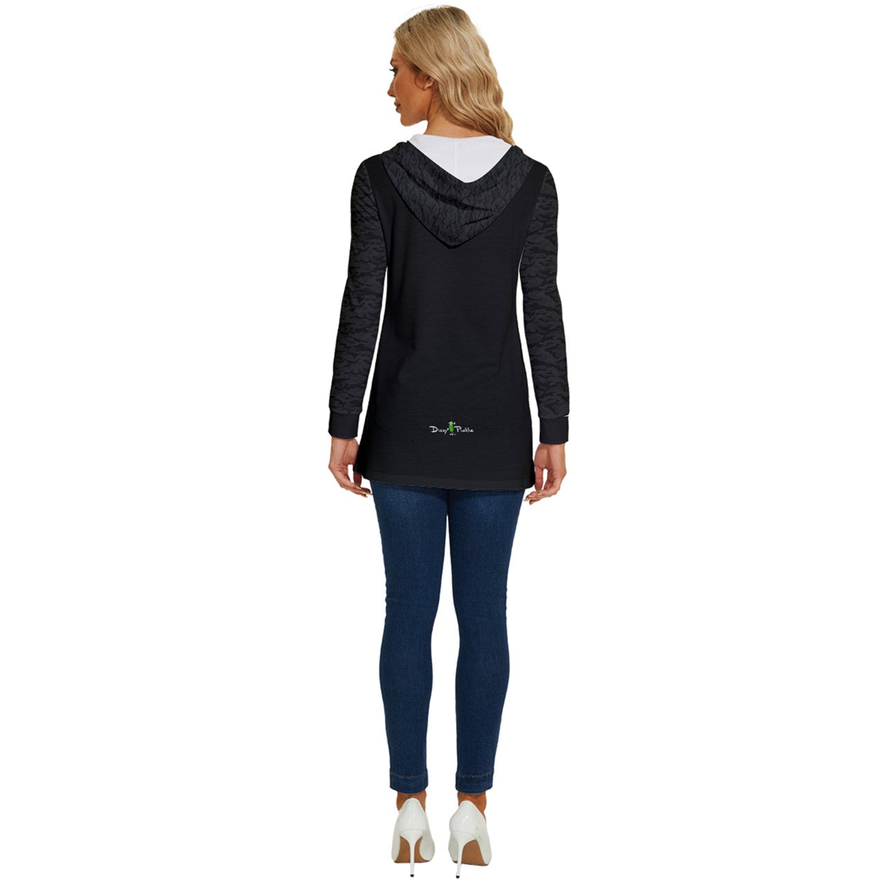 Dizzy Pickle Jan Black_Midnight Women's Pickleball Long Sleeve Drawstring Hooded Top