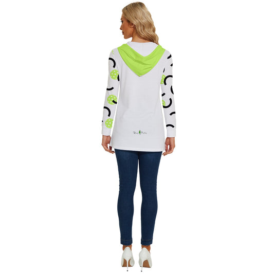 Dizzy Pickle Believe White Pickleball Long Sleeve Drawstring Hooded Top