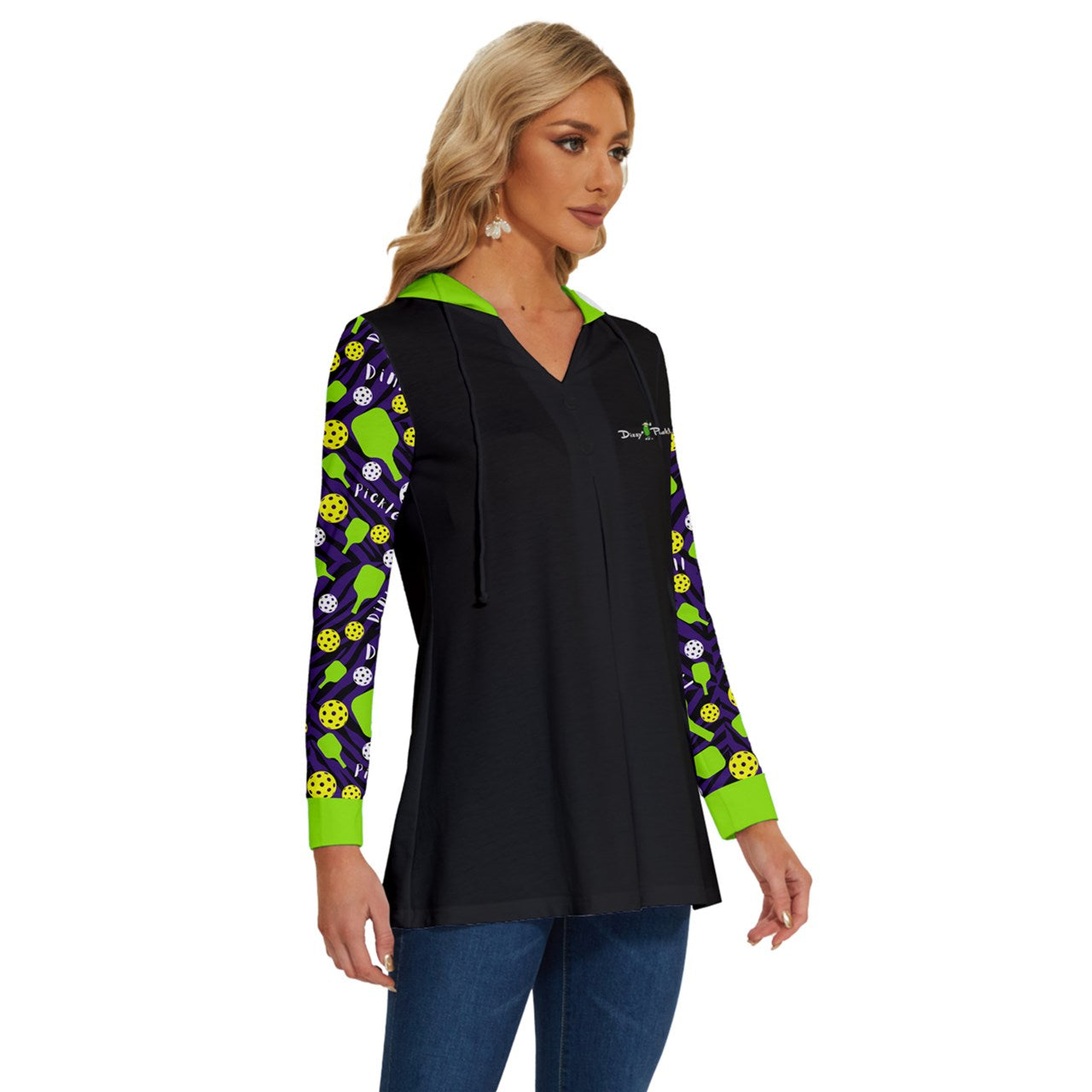 Dizzy Pickle Dinking Diva BG Pickleball Long Sleeve Drawstring Hooded Top