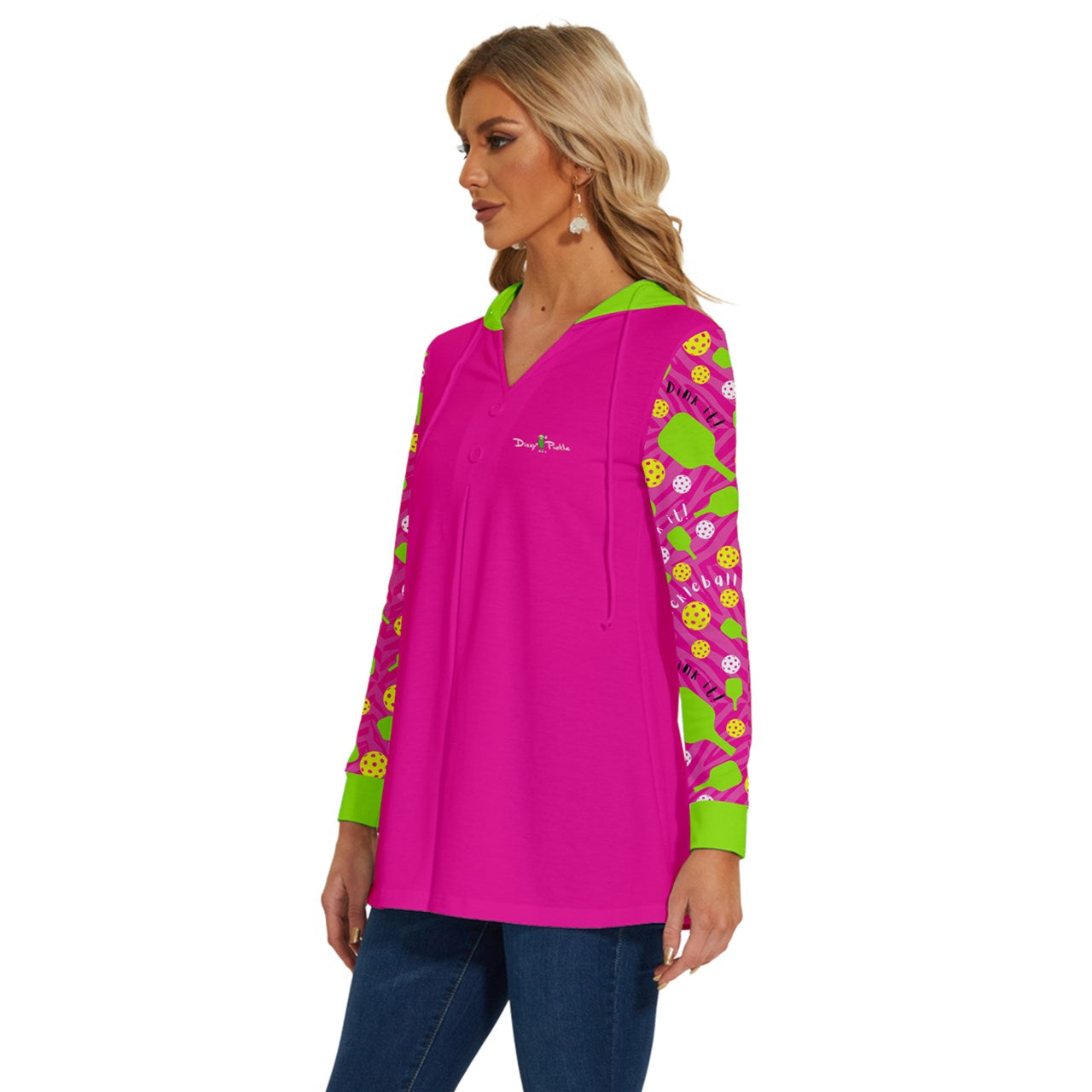 Dizzy Pickle Dinking Diva PG Pickleball Long Sleeve Drawstring Hooded Top