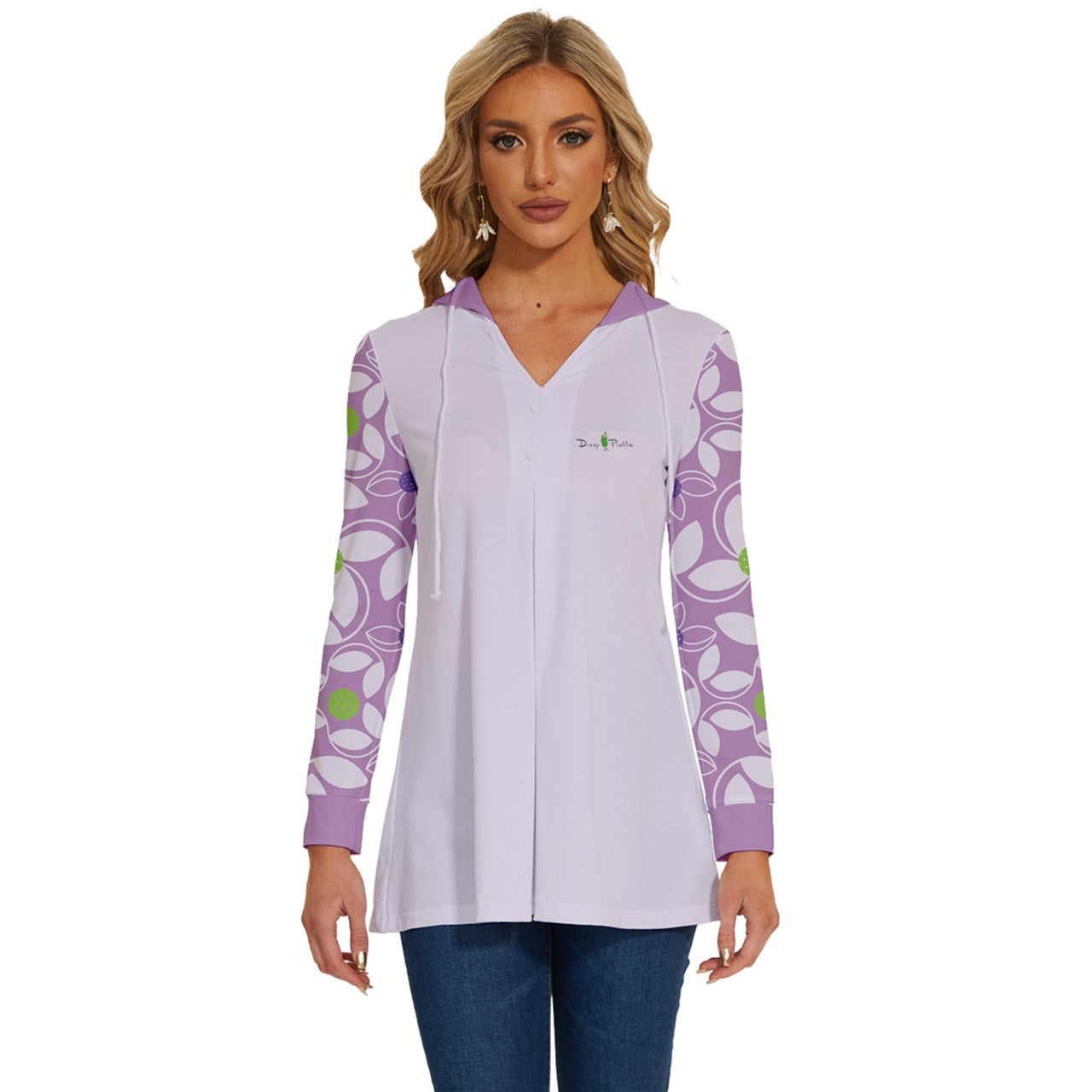 Dizzy Pickle Beth Lavender Pickleball Long Sleeve Drawstring Hooded Top