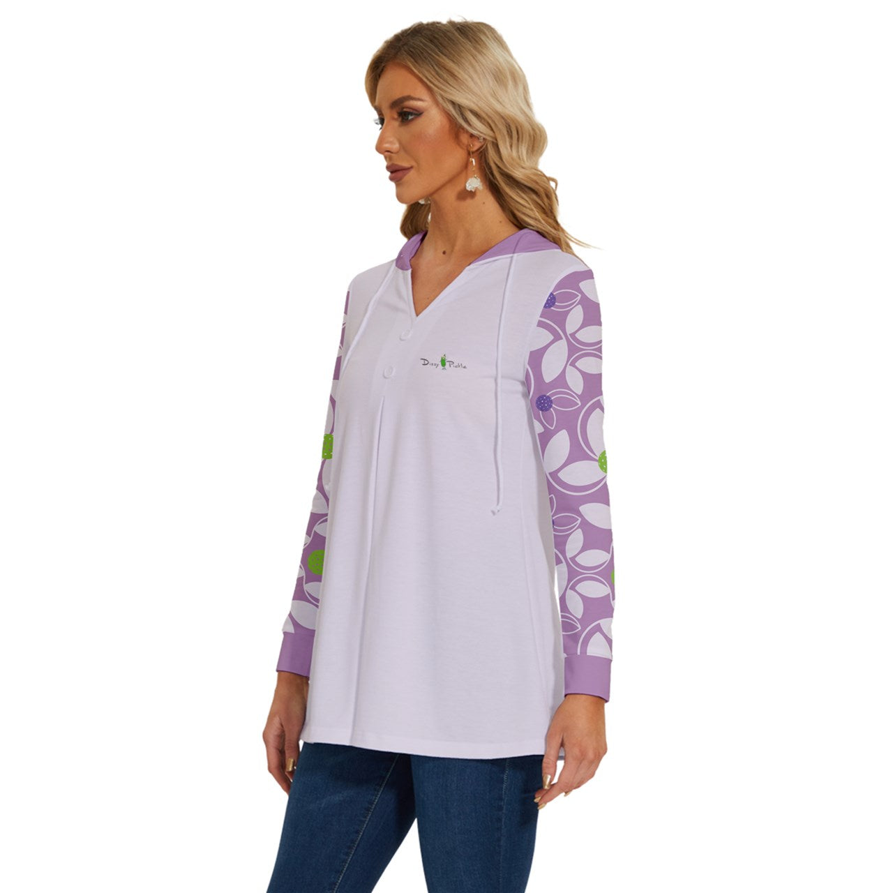 Dizzy Pickle Beth Lavender Pickleball Long Sleeve Drawstring Hooded Top