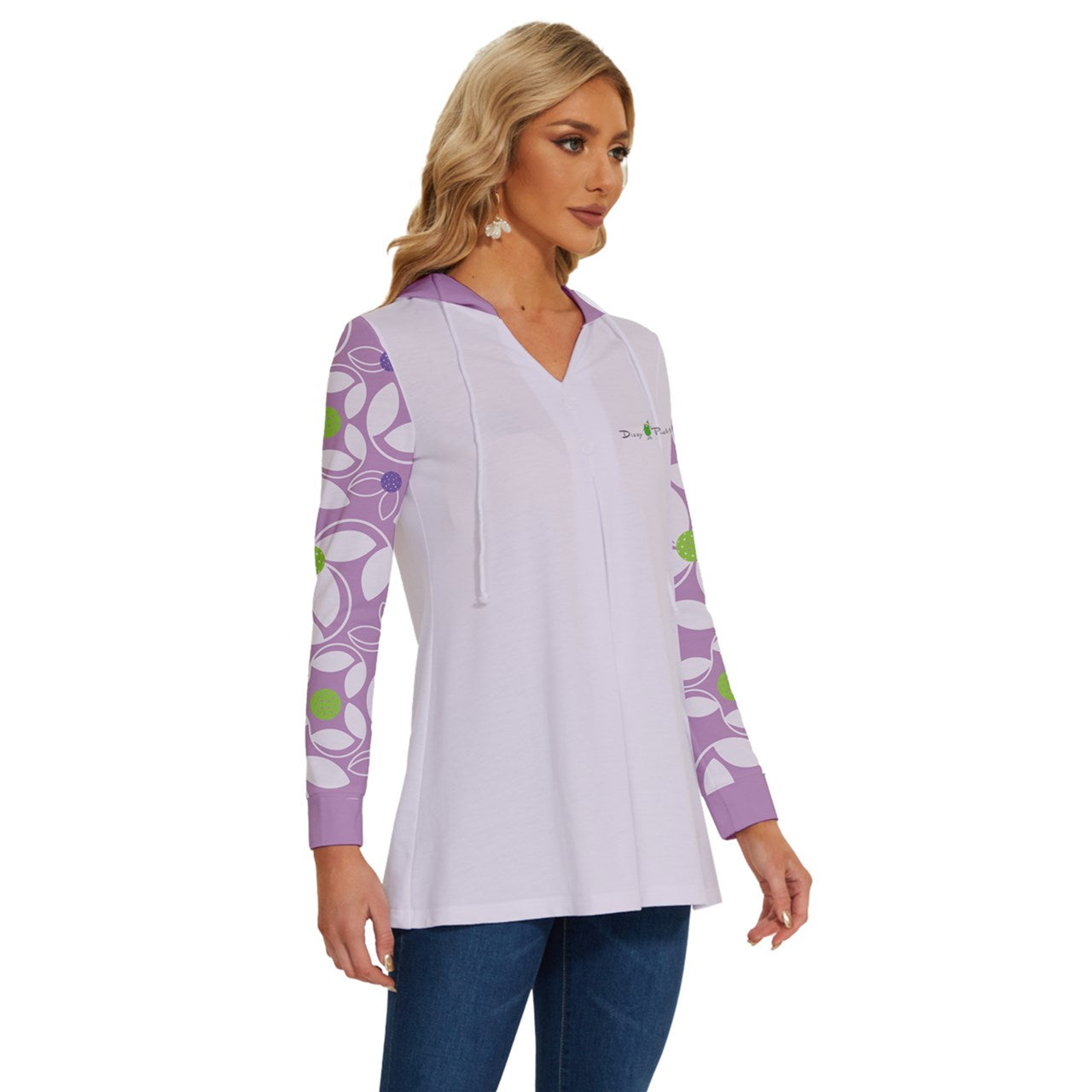 Dizzy Pickle Beth Lavender Pickleball Long Sleeve Drawstring Hooded Top