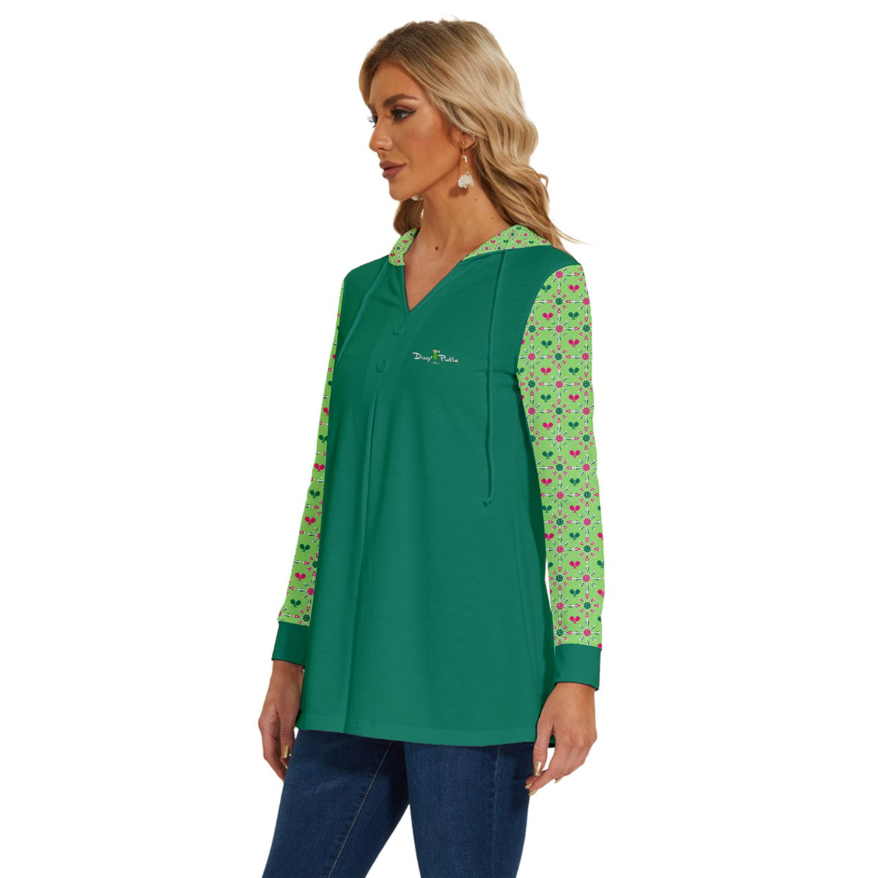 Dizzy Pickle Penny Mini Paddles and Balls PG Pickleball Long Sleeve Drawstring Hooded Top