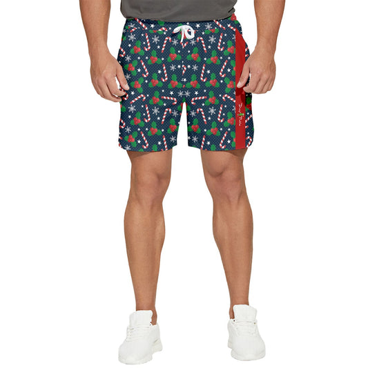 Dizzy Pickle Christmas Candy Canes Men's Pickleball Stretchable Shorts