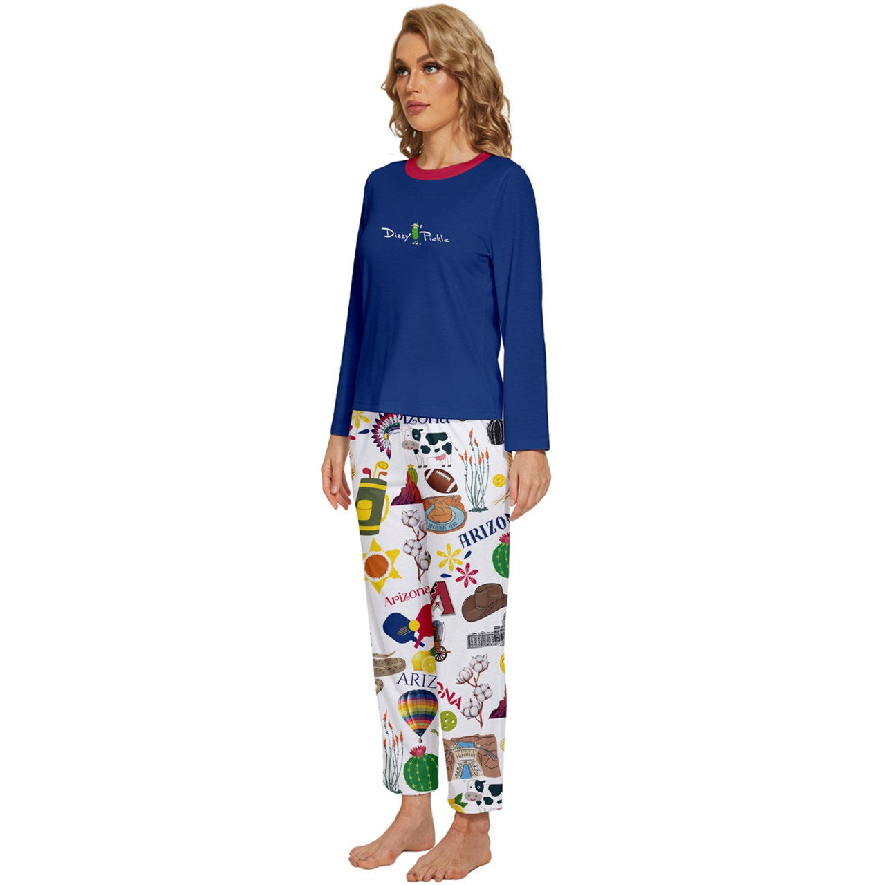 Dizzy Pickle Arizona Women's Pickleball Long Sleeve Lightweight Cropped Pajamas Set