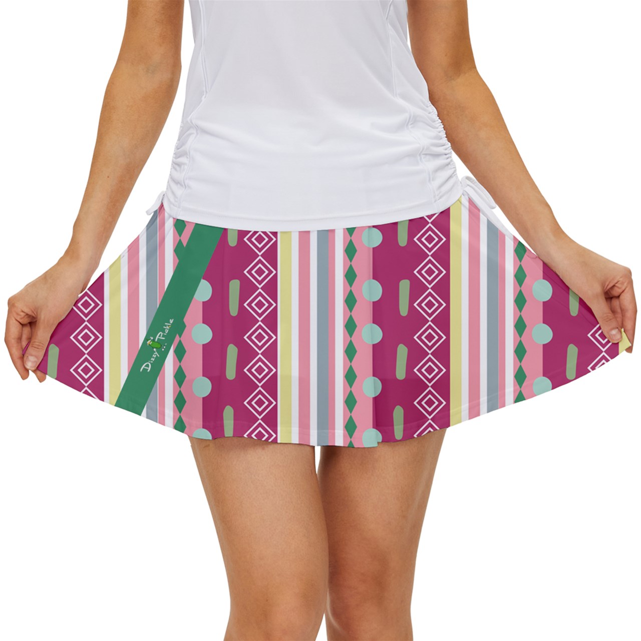 Dizzy Pickle Caroline Stripes Women's Pickleball Court Skorts with Inner Shorts